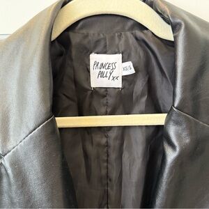 Princess Polly Faux Leather Blazer - Black XS S